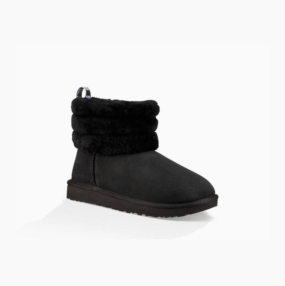 UGG Classic Mini Fluff Quilted Black Boots for Women (YTSQ34179)